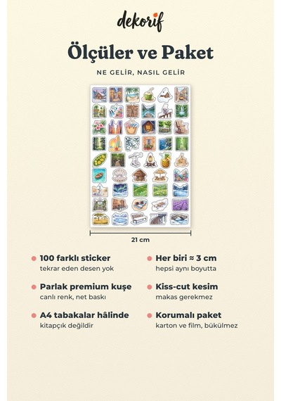 Tatil Rotaları Sticker Seti 100 Adet - Turistik Gezi Ve Konaklama Renkli Ajanda Journal Çıkartma Çok Renkli