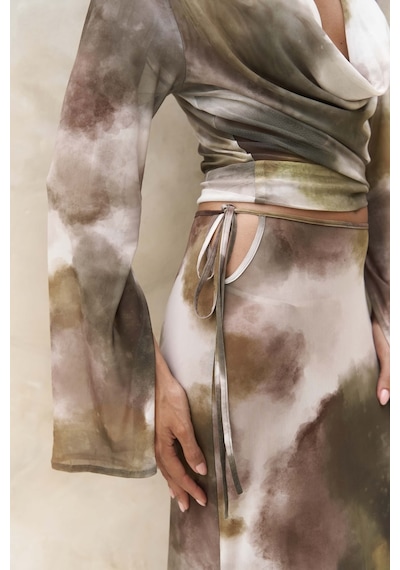 Mai Collection Mai Studios Co. Pnaisyonist Uzun Kol Yeşil Crop Etek Takım Yeşil