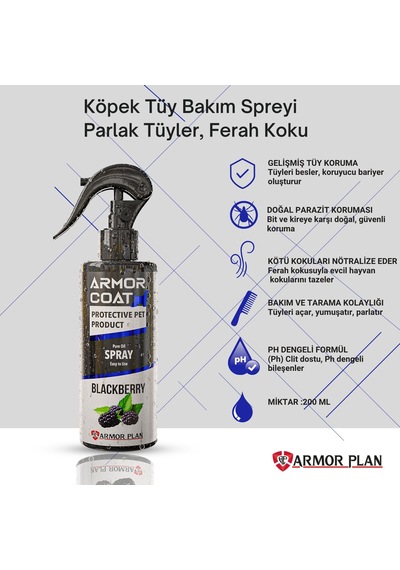 Armor Coat Köpek Bakım Spreyi Böğürtlen Kokulu 200 ML