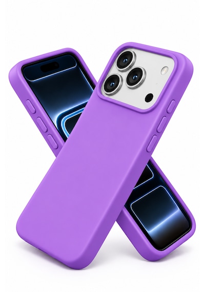 Apple Uyumlu İphone 17 Pro Max / 18 Pro Max Uyumlu Kılıf Renkli Lansman İçi Kadife Yumuşak Kamera Yükseltili Silikon Lila