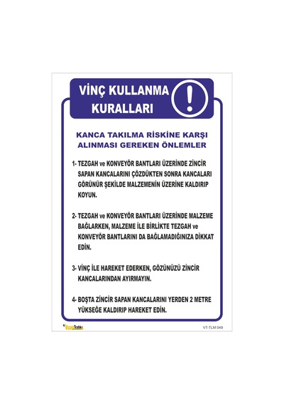 VİNÇ KULLANMA KURALLARI TLM 049