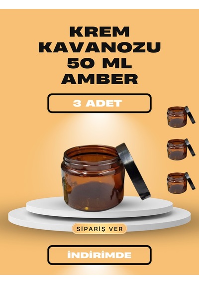 3 Adet Krem Kavanozu Amber 50 Ml Kahverengi