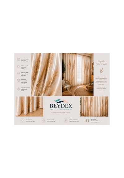 2 Adet 140x260 Cm Ölçüsünde Şık Dekoratif Fon Perde Koleksiyon Çok Renkli Ekru