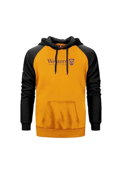Western University Purple Logo Sarı Renk Reglan Kol Sweatshirt Sarı