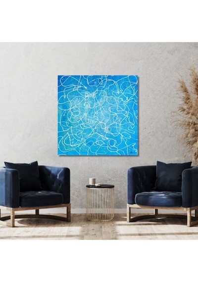 Soyut Büyük Boy El Yapımı Yağlı Boya Tablo 95x95cm Hij4083