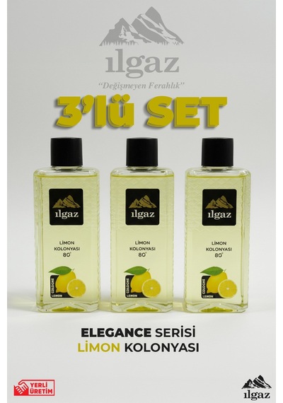 Ilgaz Limon Kolonyası 3'lü Set 80 Derece 400 Ml Elegance Series