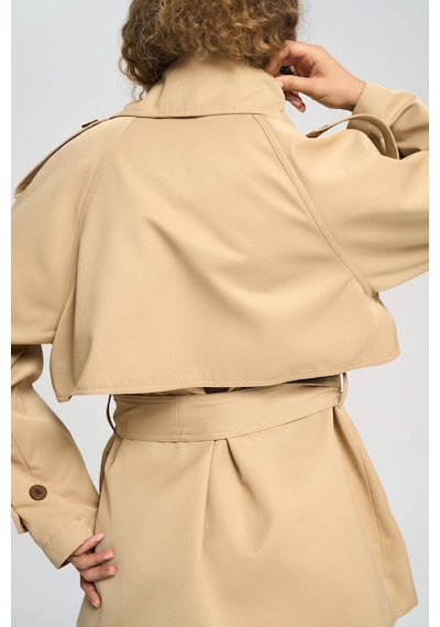 Mai Collection Mai Studios Co. Tyra Camel Kemerli Kısa Trençkot CAMEL