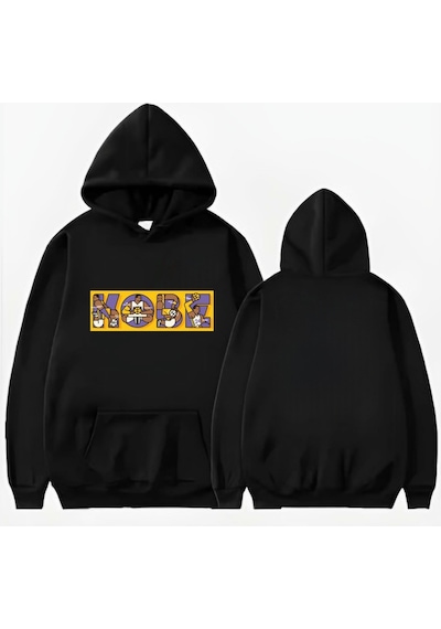 Startmore Kobe Baskılı Kapişonlu Sweat Siyah