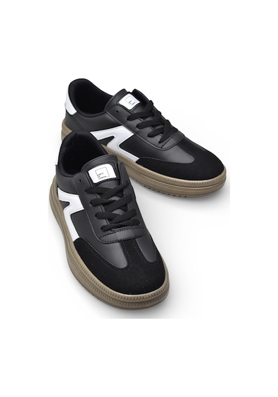 Ispartalılar 510 Hazır Taban Unisex Spor Ayakkabı Bağcıklı Rahat Sneaker Erkek Kadın Spor Ayakkabı Siyah