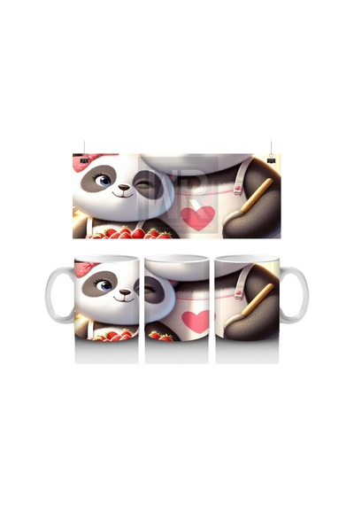 Çocuklara Sütü Sevdiren Pasta Yapan Panda Kupa Bardak Renkli