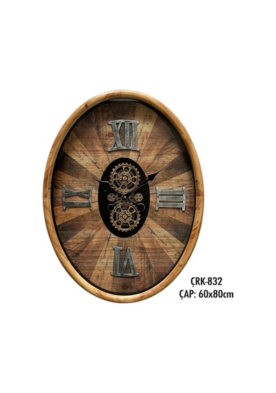 Crk-832 Premium Ahşap İthal Dönen Çarklı Roma Rakamlı Otantik Kadranlı Ceviz Duvar Saati 79,5x60,5x8,5 Cm Diğer