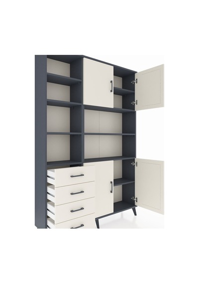 Arges Dolap 9 Raflı 4 Çekmeceli 4 Kapaklı 132x30x195 Antrasit-aytaşı/aytaşı Aytası/aytası Arges Dolap 9 Raflı 4 Çekmeceli 4 Kapaklı 132x30x195 Antrasit-aytaşı/aytaşı Aytası/aytası
