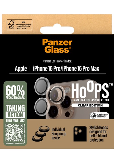 Panzerglass Hoops Apple Uyumlu iPhone 16 Pro 16 Pro Max 17 Pro Şeffaf Kamera Lens Koruyucu