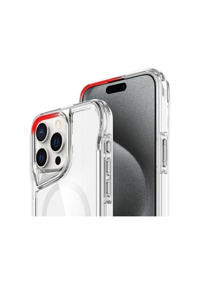Apple Uyumlu iPhone 15 Pro Kılıf M-safe Şarj Özellikli Zore T-max Standlı Kapak Renksiz