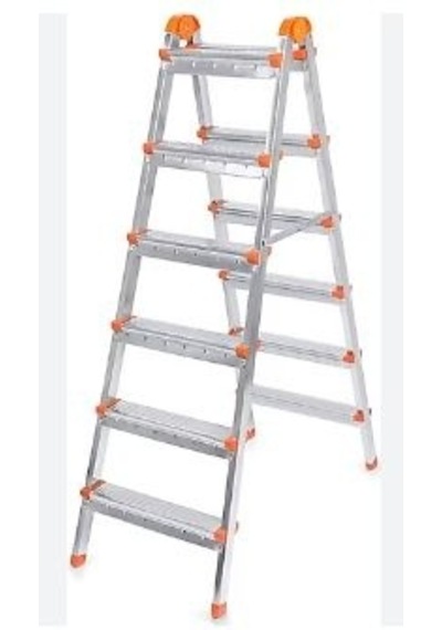 Çift Çıkışlı Metal Merdiven 6 Basamak 6+6 Basamaklı