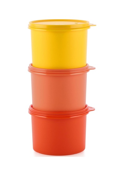 Tupperware Renkli Yuvarlak Kap 3'lü 1.1L