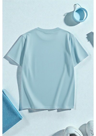 Uyguntarz Unisex Saturn Baskılı T-shirt Bebe Mavisi