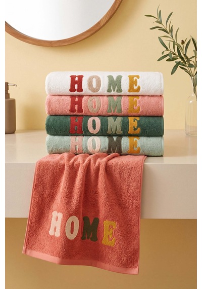 Home Nakışlı %100 Pamuklu 5'li Havlu Seti 50x90 Cm Çok Renkli