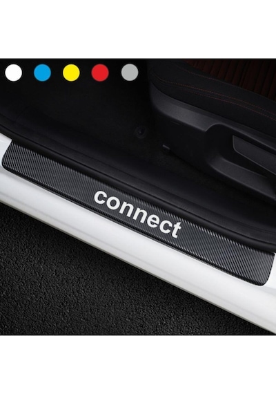 Ford Connect İçin Uyumlu Aksesuar Oto Kapı Eşiği Sticker Karbon 4 Adet Kırmızı