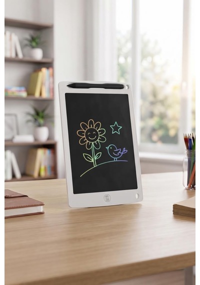 8.5 İnç Lcd Kalemli Çizim Kilitlemeli Silmeli Eğitici Oyuncak Çizim Tableti Beyaz