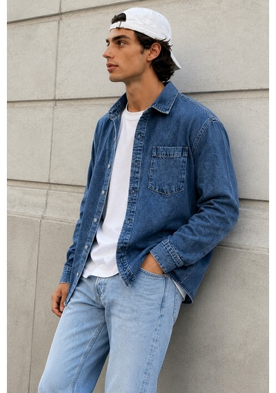 Cool Tarz Erkek Regular Denim Gömlek Yıkamalı Kot Uzun Kollu Cepli Jean Gömlek Lacivert Lacivert Cool Tarz Erkek Regular Denim Gömlek Yıkamalı Kot Uzun Kollu Cepli Jean Gömlek Lacivert Lacivert