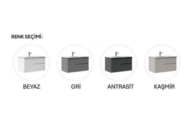Orka Moonlight 70 Cm Mat Gri Banyo Dolabı Alt Modül Ve Lavabo Gri