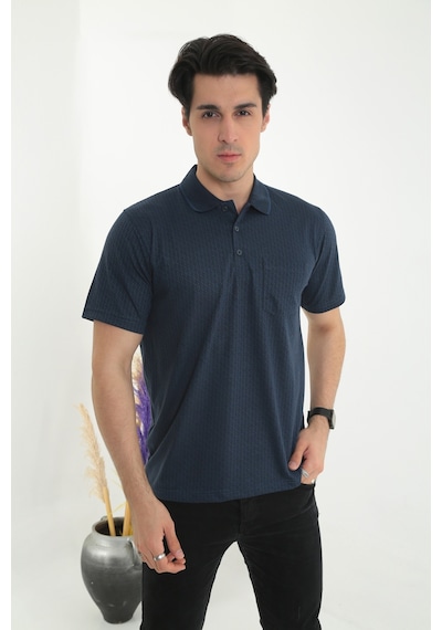 POLO YAKA BABA ERKEK DESENLİ TİŞÖRT Mavi