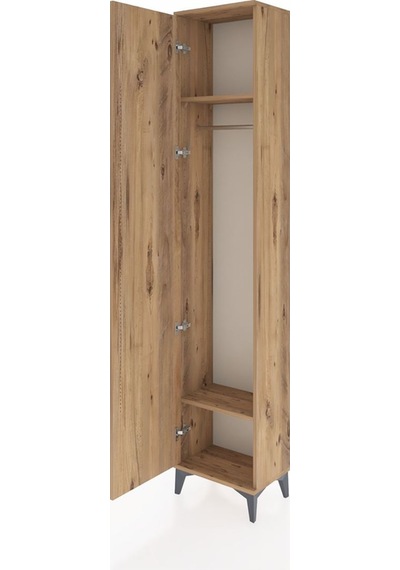 Arges Dolap 2 Raflı Tek Kapaklı Tek Askılı 44x30x221 Çam-çam Çam