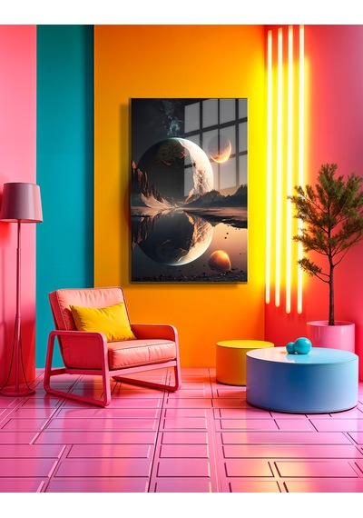 Space/uzay Yapay Zeka Özel Tasarım Cam Tablo Ofis, Mutfak Çocuk Odası, Salon 98