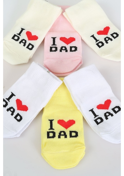 Baby Shez Pamuklu 6'lı Yenidoğan Erkek Bebek Çorap Dad Erkek Pembe