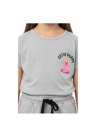 Toontoy Kids Toontoy Kız Çocuk 2'li Şortlu Takım Bisiklet Yaka Düşük Omuz Kısa Kollu Baskılı Tişört - Beli Lastikli Bağlamalı Cepli Şort 25016 Gri Melanj Toontoy Kids Toontoy Kız Çocuk 2'li Şortlu Takım Bisiklet Yaka Düşük Omuz Kısa Kollu Baskılı Tişört - Beli Lastikli Bağlamalı Cepli Şort 25016 Gri Melanj