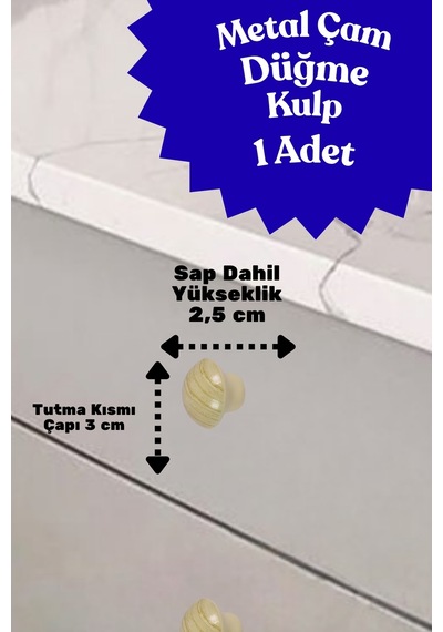 Klc Metal Yuvarlak Çam Düğme Kulp - Çocuk Odası, Mutfak Ve Dolap İçin Modern Çekmece Kulbu Kulpları Çam Çam