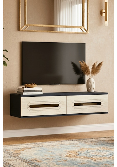 Tda1220atg - Rany120 Duvara Montaj Tv Stand, Tv Rafı, Tv Sehpası Antrasit - Traverten - Gold 120cm Tda1220atg - Rany120 Duvara Montaj Tv Stand, Tv Rafı, Tv Sehpası Antrasit - Traverten - Gold 120cm