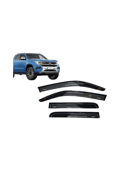 Volkswagen Amarok 2022+ Cam Rüzgarlığı Seti 4 Parça Yan Cam Rüzgarlığı Parlak Siyah