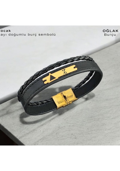 Ocak Ayı Doğumlarına Hakiki Siyah Derili 14 Ayar Altın Plakalı Üçgen Motifli Hediye Bileklik-390ay Ocak Ocak Ayı Doğumlarına Hakiki Siyah Derili 14 Ayar Altın Plakalı Üçgen Motifli Hediye Bileklik-390ay Ocak