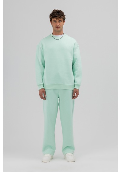 Vamos Basic Bisiklet Yaka Oversize Sweatshirt Mint