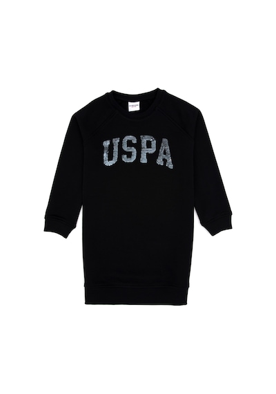 U.S. Polo Assn. Kız Çocuk Siyah Payet Detaylı Bisiklet Yaka Sweat Örme Elbise 50314313-VR046