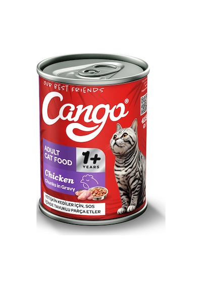Cango Yetişkin Yaş Kedi Maması Tavuklu 415gr 24lü