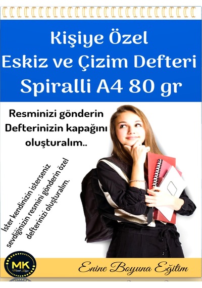 Kişiye Özel Eskiz ve Çizim Defter Spiralli 200 Sayfa A4-A5 80