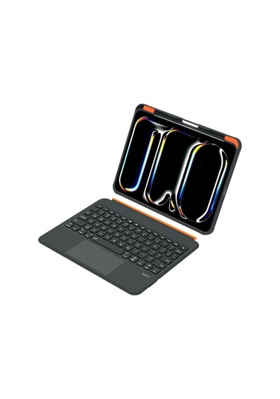 Apple iPad Uyumlu  Air 11 M2/m3 Uyumlu 360 Döner Manyetik Türkçe Q Klavyeli Kılıf Rgb Işıklı Trackpad Li 360dönen