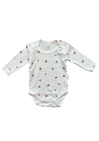 Bellamio Kids Çiçek Desenli Kız Bebek Uzun Kollu Zıbın Body - Beyaz Beyaz
