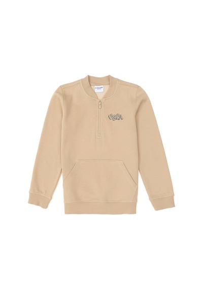 U.S. Polo Assn. Erkek Çocuk Kum Yarım Fermuarlı Sweatshirt 50293774-VR085