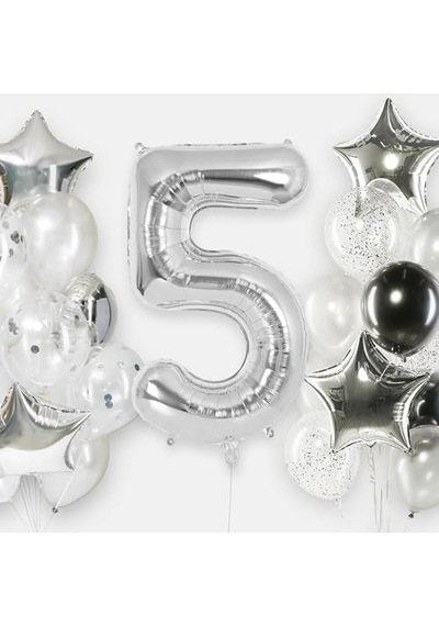 5 Rakamı Doğum Günü Balonu Yaş Günü Gümüş Renk Uçan Balon 102 Cm Doğum Günü Ve Parti Dekorasyonu Büyük B Genel