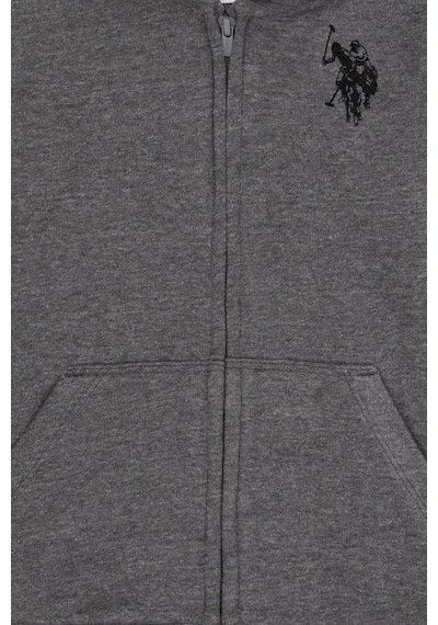 U.S. Polo Assn. Erkek Çocuk Antrasit Melanj Fermuarlı Kapüşonlu Sweatshirt 50316706-VR081