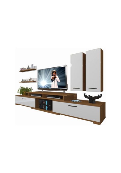 Decoraktiv Flex 5d130 Mdf Tv Ünitesi Tv Sehpası - Ceviz Beyaz Ahşap - Beyaz