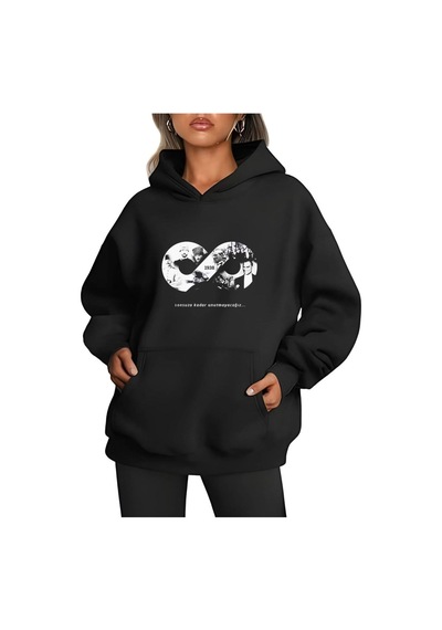 Mbb E-ticaret 3 İplik Pamuklu Cepli Kapüşonlu 10 Kasıma Özel Sweatshirt Hoodie - Siyah