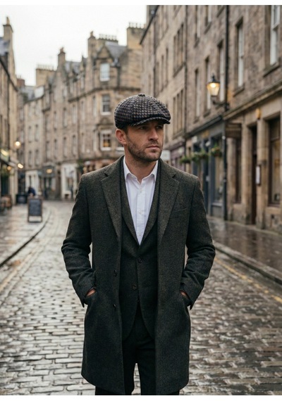 Emybox Erkek Kaşe 8 Köşe Kasket Şapka Klasik Retro- Peaky Blinders Tarzı Lastikli Standart Beden L