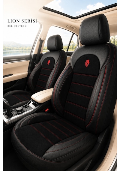 Subaru Impreza 2008-2011 Uyumlu Lion Serisi Siyah Kırmızı Oto Koltuk Kılıfı