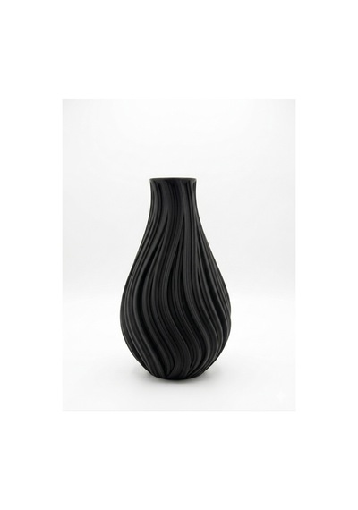 Modern Spiral Tasarım 3d Baskı Dekoratif Vazo 21 Cm Siyah