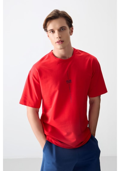 Air Jones Tommy Life Fiesta Pamuklu Kalın Yumuşak Dokulu Oversize Fit Baskılı Erkek T-shirt - 88373 Kirmizi Air Jones Tommy Life Fiesta Pamuklu Kalın Yumuşak Dokulu Oversize Fit Baskılı Erkek T-shirt - 88373 Kirmizi